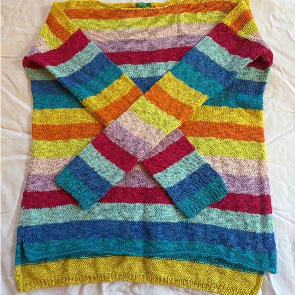 United Colors Of Benetton Sweaters - United Colors Of Benetton Women's Vintage Vibrant Striped Sweater
